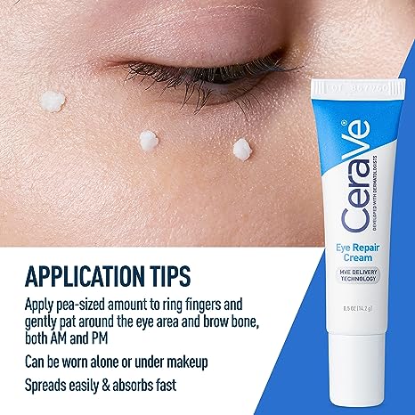 CeraVe Eye Repair Cream | Under Eye Cream for Dark Circles and Puffiness | Suitable for Delicate Skin Under Eye Area | 0.5 Ounce