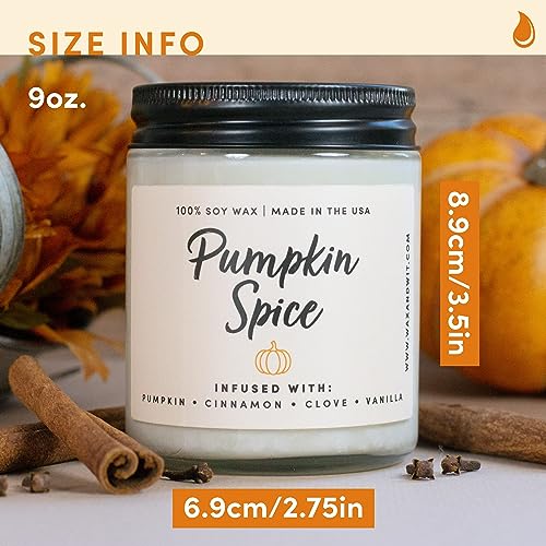 WAX & WIT Fall Candles, Pumpkin Spice Candles for Home, Autumn Candle, Pumpkin Candle, Fall Scented Candles for Home, Fall Home, Bathroom Decor, Autumn Decor, Hello Pumpkin, Hello Fall - 9oz