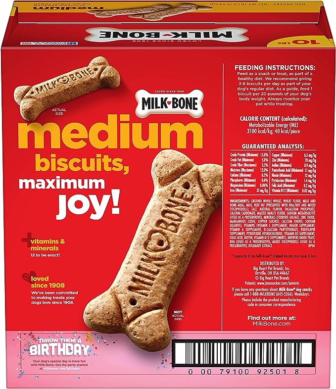 Milk-Bone Original Dog Biscuits, Medium Crunchy Dog Treats, 10 Pound