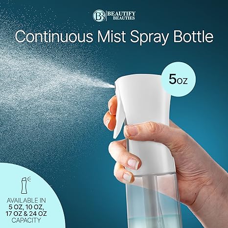 BeautifyBeauties Hair Spray Bottle – Ultra Fine Continuous Water Mister for Hairstyling, Cleaning, Plants, Misting & Skin Care (6.76 Ounce)