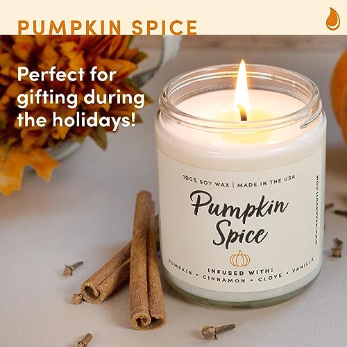 WAX & WIT Fall Candles, Pumpkin Spice Candles for Home, Autumn Candle, Pumpkin Candle, Fall Scented Candles for Home, Fall Home, Bathroom Decor, Autumn Decor, Hello Pumpkin, Hello Fall - 9oz