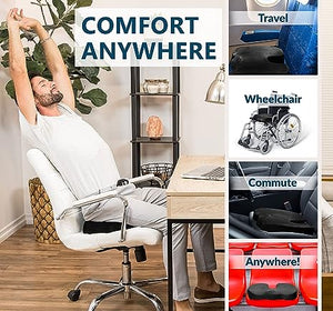 ComfiLife Gel Enhanced Seat Cushion - Non-Slip Orthopedic Gel & Memory Foam Coccyx Cushion for Tailbone Pain - Office Chair Car Seat Cushion - Sciatica & Back Pain Relief (Black)