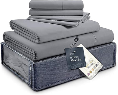 BELADOR Silky Soft Queen Sheet Set - Luxury 6 Piece Bed Sheets for Queen Size Bed, Secure-Fit Deep Pocket Sheets with Elastic, Breathable Hotel Sheets & Pillowcase Set, Wrinkle Free Oeko-Tex Sheets