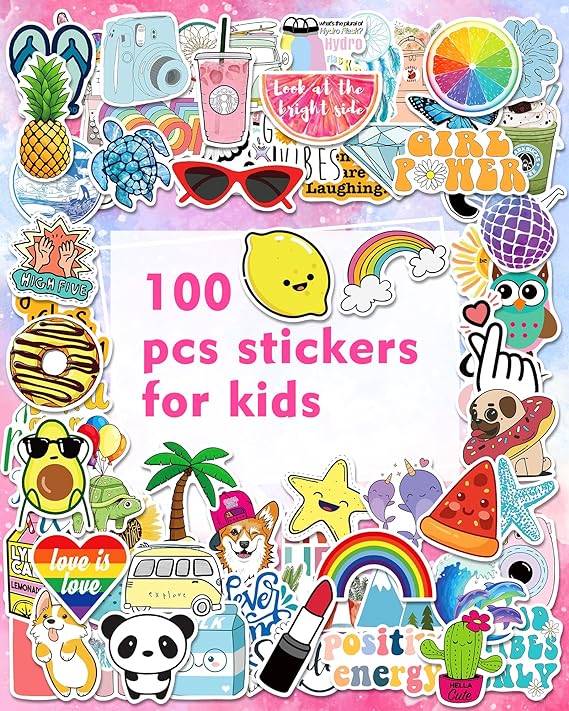 Bekayshad Stickers for Water Bottles, 100 Pack/PCS Cute Vsco Vinyl Aesthetic Waterproof Stickers Laptop Hydroflask Skateboard Computer Stickers for Teens Kids Girls