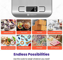 Load image into Gallery viewer, Etekcity Food Kitchen Scale, Digital Grams and Ounces for Weight Loss, Baking, Cooking, Keto and Meal Prep, LCD Display, Medium, 304 Stainless Steel