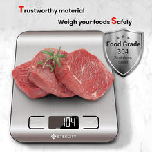 Load image into Gallery viewer, Etekcity Food Kitchen Scale, Digital Grams and Ounces for Weight Loss, Baking, Cooking, Keto and Meal Prep, LCD Display, Medium, 304 Stainless Steel