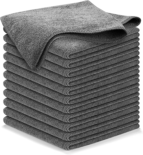USANOOKS Microfiber Cleaning Cloth Grey - 12 packs 16"x16" - High Performance - 1200 Washes, Ultra Absorbent Towels Weave Grime & Liquid for Streak-Free Mirror Shine - Car Washing cloth and Applicator